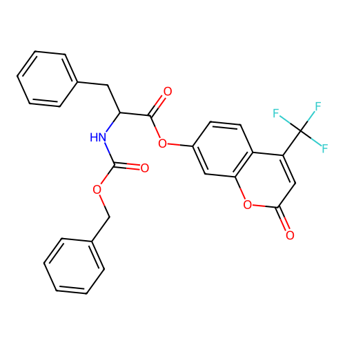 [2-oxo-4-(trifluoromethyl)chromen-7-yl] 3-phenyl-2-(phenylmethoxycarbonylamino)propanoate structure