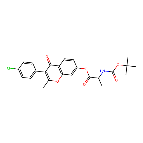 3-(4-chlorophenyl)-2-methyl-4-oxo-4H-chromen-7-yl 2-((tert-butoxycarbonyl)amino)propanoate structure