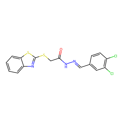 2-(1,3-benzothiazol-2-ylsulfanyl)-N'-[(E)-(3,4-dichlorophenyl)methylidene]acetohydrazide structure