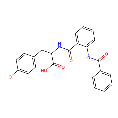 2-[(2-Benzamidobenzoyl)amino]-3-(4-hydroxyphenyl)propanoic acid structure
