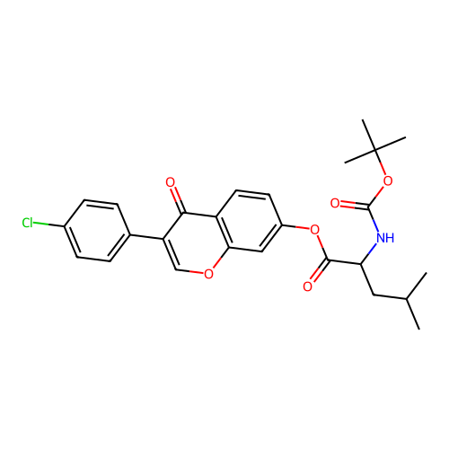 3-(4-chlorophenyl)-4-oxo-4H-chromen-7-yl 2-((tert-butoxycarbonyl)amino)-4-methylpentanoate structure