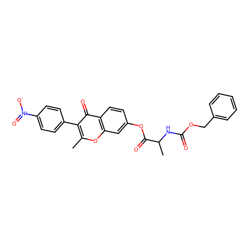 [2-methyl-3-(4-nitrophenyl)-4-oxo-chromen-7-yl] 2-phenylmethoxycarbonylaminopropanoate structure