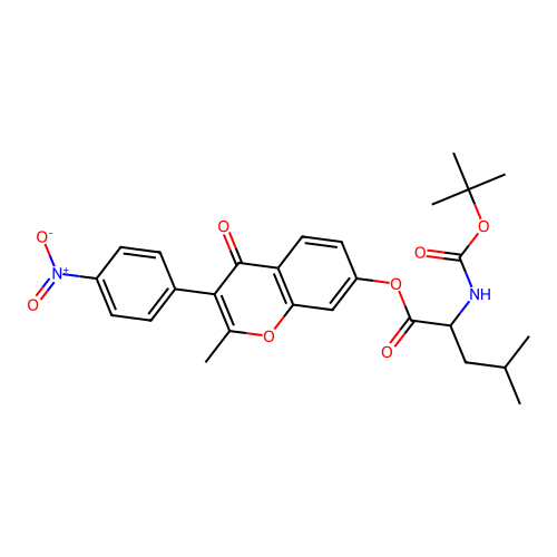 2-methyl-3-(4-nitrophenyl)-4-oxo-4H-chromen-7-yl N-(tert-butoxycarbonyl)leucinate structure