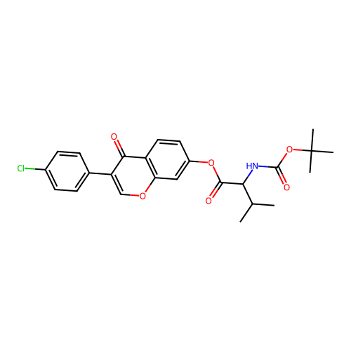 3-(4-chlorophenyl)-4-oxo-4H-chromen-7-yl 2-((tert-butoxycarbonyl)amino)-3-methylbutanoate structure