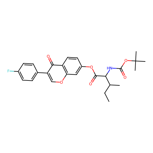 3-(4-fluorophenyl)-4-oxo-4H-chromen-7-yl N-(tert-butoxycarbonyl)isoleucinate structure