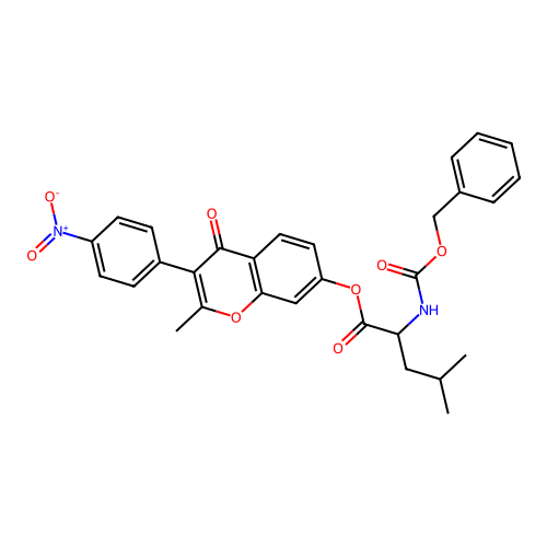 2-methyl-3-(4-nitrophenyl)-4-oxo-4H-chromen-7-yl N-[(benzyloxy)carbonyl]leucinate structure