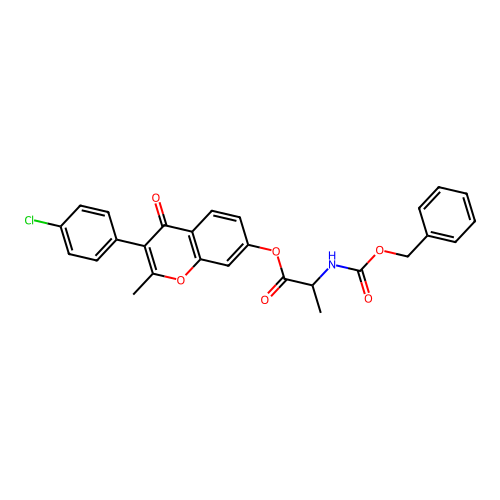 [3-(4-chlorophenyl)-2-methyl-4-oxo-chromen-7-yl] 2-phenylmethoxycarbonylaminopropanoate structure
