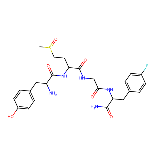 N-[4-(methylsulfinyl)-2-(tyrosylamino)butanoyl]glycyl-4-fluorophenylalaninamide structure