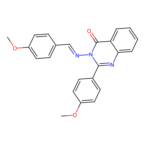 3-[(4-methoxybenzylidene)amino]-2-(4-methoxyphenyl)-4(3H)-quinazolinone structure