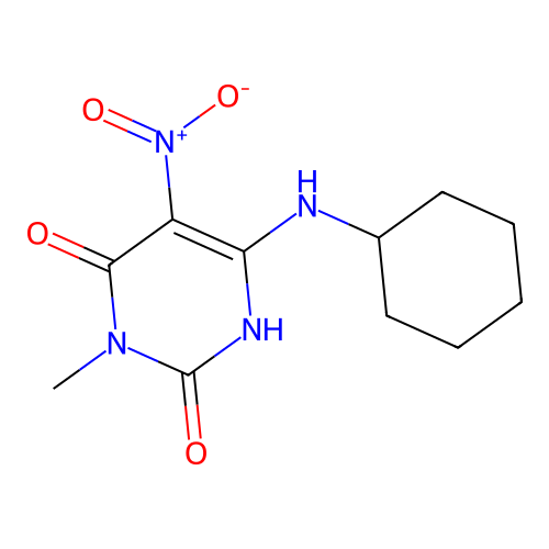 6-(cyclohexylamino)-5-nitro-3-methyl-2,4(1H,3H)-pyrimidinedione structure