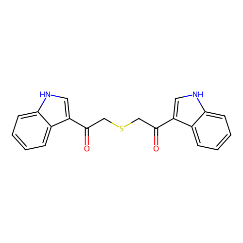 1-(1H-indol-3-yl)-2-[2-(1H-indol-3-yl)-2-oxoethyl]sulfanylethanone structure