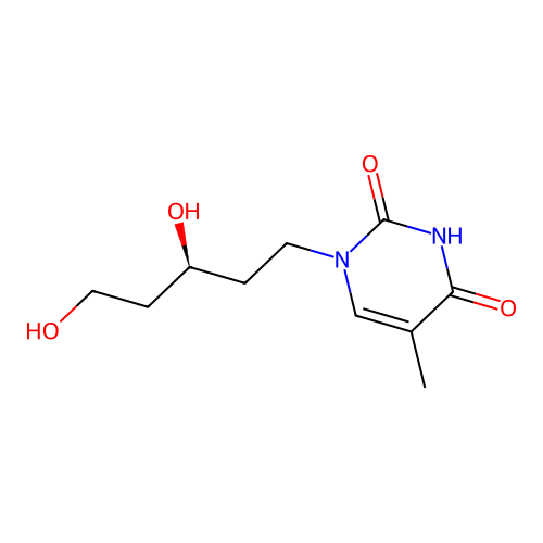 1-[(3S)-3,5-dihydroxypentyl]-5-methyl-pyrimidine-2,4-dione structure