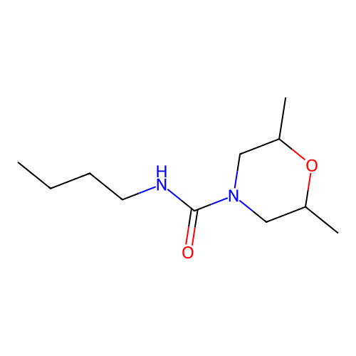N-butyl-2,6-dimethylmorpholine-4-carboxamide structure
