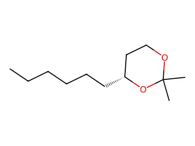 4-hexyl-2,2-dimethyl-1,3-dioxane structure