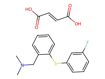 but-2-enedioic acid;1-[2-(3-fluorophenyl)sulfanylphenyl]-N,N-dimethylmethanamine structure
