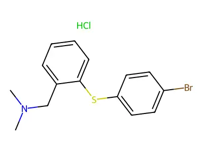 Benzenemethanamine, 2-((4-bromophenyl)thio)-N,N-dimethyl-, hydrochloride structure
