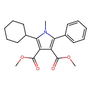 dimethyl 2-cyclohexyl-1-methyl-5-phenyl-1H-pyrrole-3,4-dicarboxylate structure