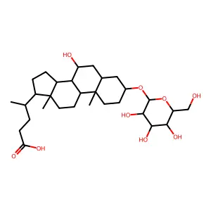 (3alpha,5beta,7beta)-3-(beta-D-Glucopyranosyloxy)-7-hydroxycholan-24-oic acid structure