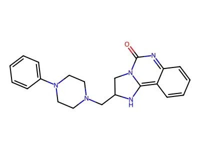 2-[(4-phenyl-1-piperazinyl)methyl]-3,6-dihydro-2H-imidazo[1,2-c]quinazolin-5-one structure