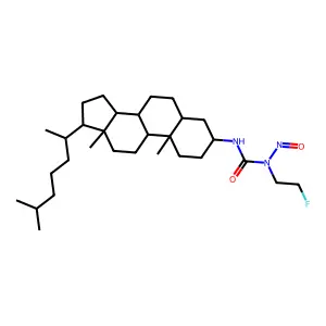 N'-Cholestan-3-yl-N-(2-fluoroethyl)-N-nitrosocarbamimidic acid structure