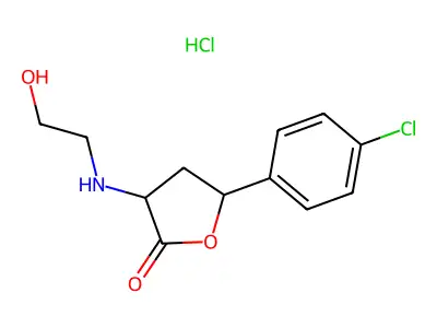 Dihydro-5-(4-chlorophenyl)-3-((2-hydroxyethyl)amino)-2(3H)-furanone hydrochloride structure