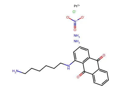 1-(6-aminohexylamino)anthracene-9,10-dione;azane;platinum(2+);chloride;nitrate structure
