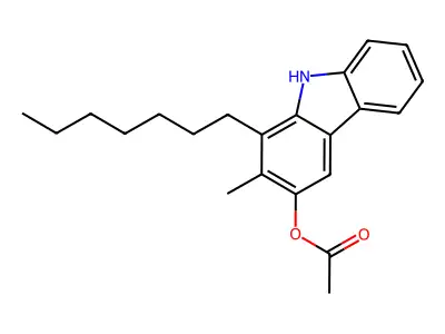 9H-Carbazol-3-ol, 1-heptyl-2-methyl-, acetate (ester) structure