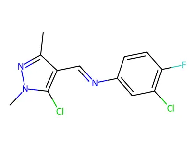N1-[(5-chloro-1,3-dimethyl-1H-pyrazol-4-yl)methylidene]-3-chloro-4-fluoroaniline structure