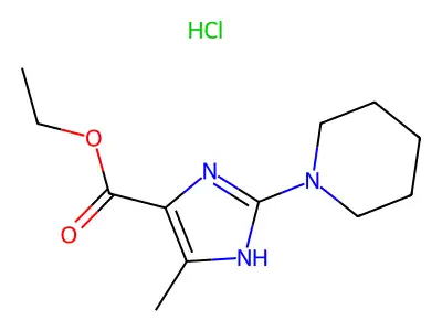 1H-Imidazole-4-carboxylic acid, 5-methyl-2-(1-piperidinyl)-, ethyl ester, monohydrochloride structure