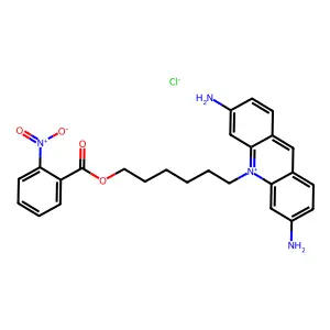 3,6-Diamino-10-(6-(4-nitrobenzoyloxy)hexyl)acridinium structure