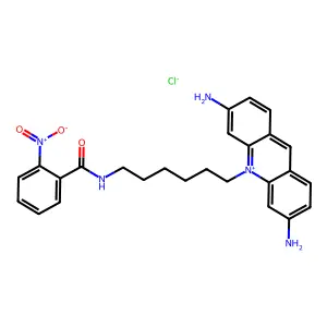 3,6-Diamino-10-(6-(4-nitrobenzamido)hexyl)acridinium structure