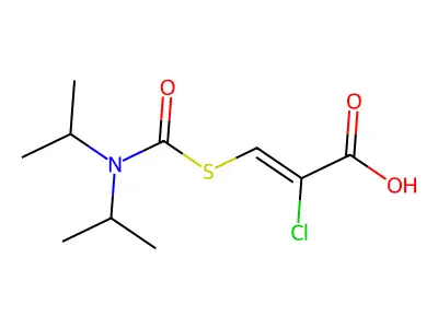 2-Chloro-3-[di(propan-2-yl)carbamoylsulfanyl]prop-2-enoic acid structure