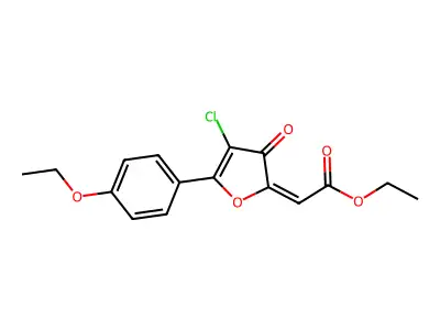 Ethyl 2-[4-chloro-5-(4-ethoxyphenyl)-3-oxofuran-2-ylidene]acetate structure