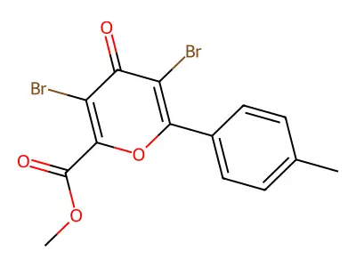 4H-Pyran-2-carboxylic acid, 3,5-dibromo-6-(4-methylphenyl)-4-oxo-, methyl ester structure