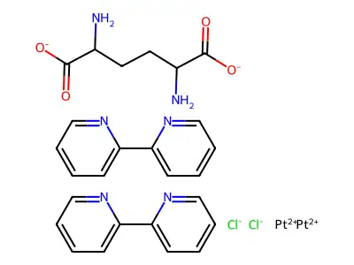 2,2'-bipyridine-alpha,alpha'-diaminoadipic acid platinum(II) structure