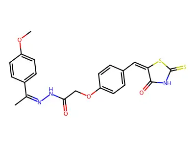 Acetic acid,2-[4-[(4-oxo-2-thioxo-5-thiazolidinylidene)methyl]phenoxy]-,2-[1-(4-methoxyphenyl)ethylidene]hydrazide structure