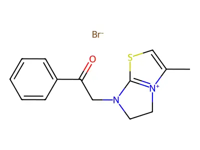 3-methyl-7-(2-oxo-2-phenylethyl)-5,6-dihydroimidazo[2,1-b][1,3]thiazol-7-ium bromide structure
