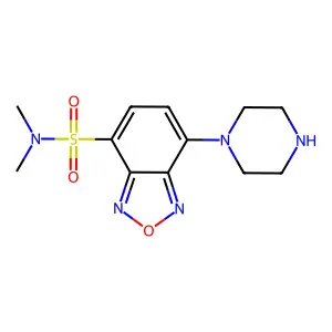 4-(N,N-dimethylaminosulphonyl)-7-(1-piperazinyl)-2,1,3-benzoxadiazole structure