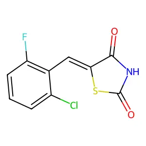 (5Z)-5-(2-chloro-6-fluorobenzylidene)-1,3-thiazolidine-2,4-dione structure