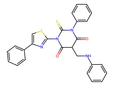 4,6(1H,5H)-Pyrimidinedione, dihydro-1-phenyl-5-((phenylamino)methyl)-3-(4-phenyl-2-thiazolyl)-2-thioxo- structure