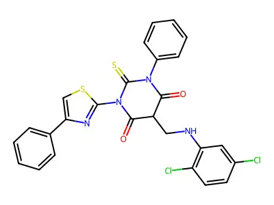 4,6(1H,5H)-Pyrimidinedione, dihydro-5-(((2,5-dichlorophenyl)amino)methyl)-1-phenyl-3-(4-phenyl-2-thiazolyl)-2-thioxo- structure