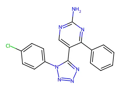 5-[1-(4-Chloro-phenyl)-1H-tetrazol-5-yl]-4-phenyl-pyrimidin-2-ylamine structure