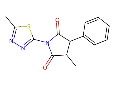 3-Methyl-1-(5-methyl-1,3,4-thiadiazol-2-yl)-4-phenylpyrrolidine-2,5-dione structure