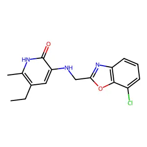 2(1H)-Pyridinone, 3-(((7-chloro-2-benzoxazolyl)methyl)amino)-5-ethyl-6-methyl- structure