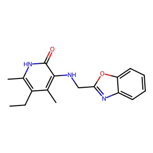 3-(1,3-benzoxazol-2-ylmethylamino)-5-ethyl-4,6-dimethyl-1H-pyridin-2-one structure