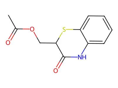 (3-oxo-3,4-dihydro-2H-1,4-benzothiazin-2-yl)methyl acetate structure