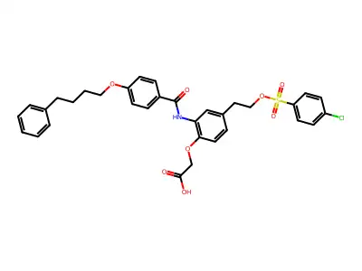 Acetic acid, (4-(2-(((4-chlorophenyl)sulfonyl)oxy)ethyl)-2-((4-(4-phenylbutoxy)benzoyl)amino)phenoxy)- structure