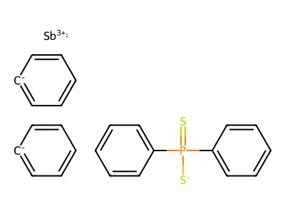 Antimony, (diphenylphosphinodithioato-S,S')diphenyl-, (T-4)- structure