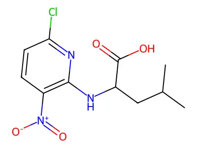 2-[(6-Chloro-3-nitropyridin-2-yl)amino]-4-methylpentanoic acid structure