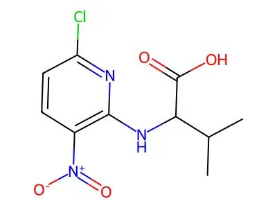 2-[(6-Chloro-3-nitro-2-pyridinyl)amino]-3-methylbutanoic acid structure